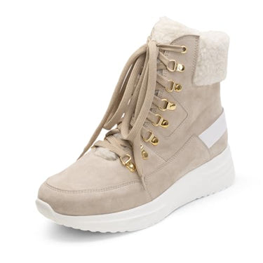 VITAFORM Stiefeletten Damen Winter Beige - Italienisches Veloursleder - Gefütterte Stiefel Damen - Bequeme Schuhe für Herbst und Winter im Sale